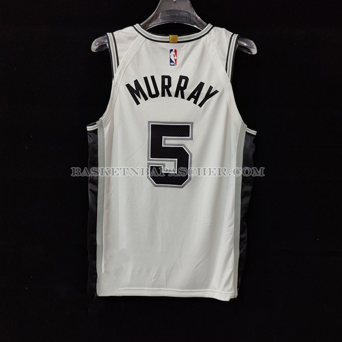 Maillot San Antonio Spurs Dejounte Murray NO 5 Association Authentique Blanc